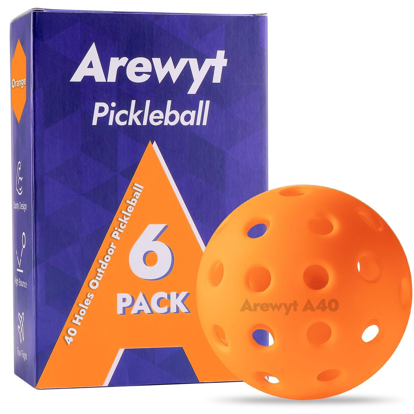 High Visibility Outdoor Pickleballs — 6 Pack